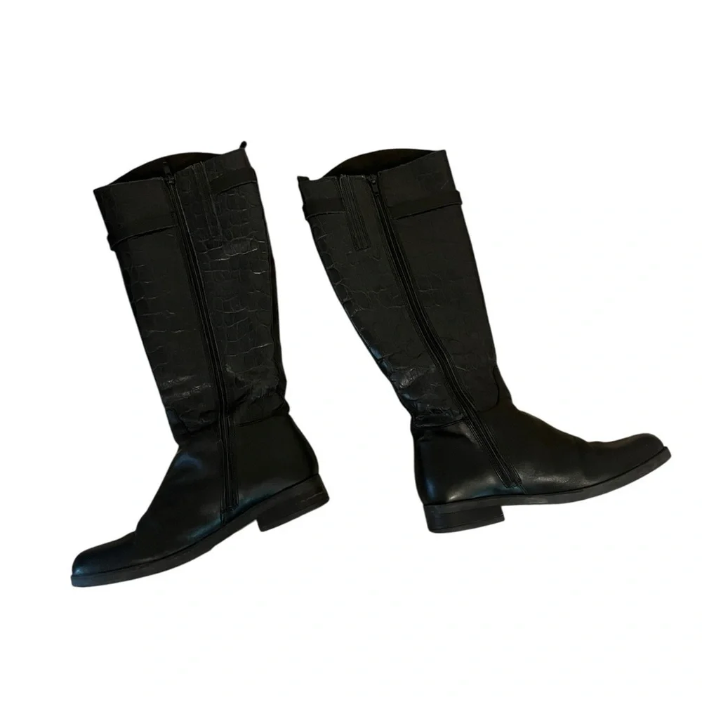 CLARKS HOPEDALE WISH Black Leather Tall Riding Boots Size 8
